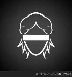 Femida head icon. Black background with white. Vector illustration.