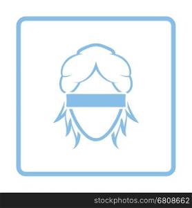 Femida head icon. Blue frame design. Vector illustration.