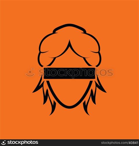 Femida head icon. Orange background with black. Vector illustration.