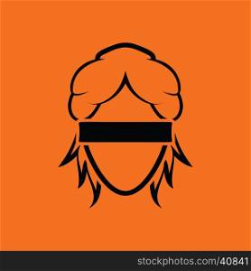 Femida head icon. Orange background with black. Vector illustration.
