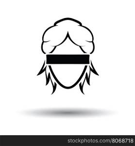 Femida head icon. White background with shadow design. Vector illustration.