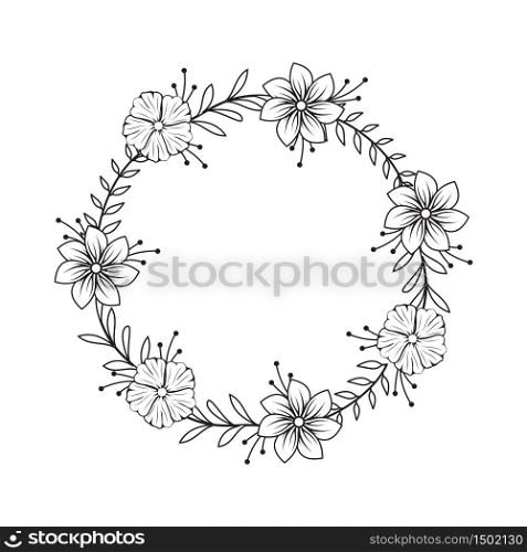 Feminine Flower Florist Wedding Line Circle Frame Ornament