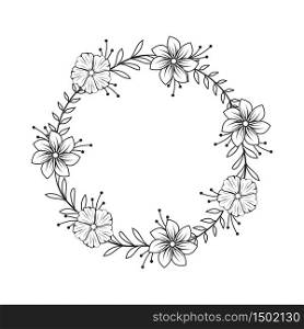Feminine Flower Florist Wedding Line Circle Frame Ornament