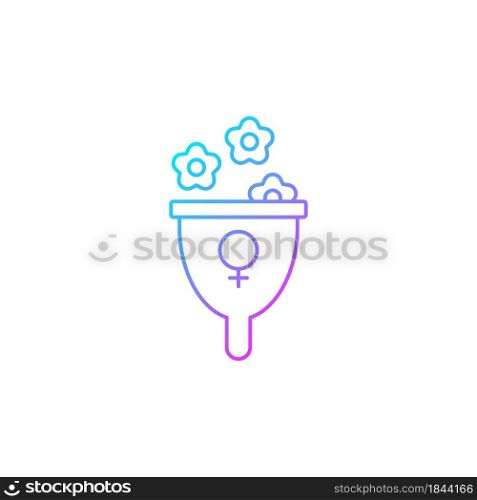 Femininity symbol gradient linear vector icon. Represent female strength and gentleness. Feminist therapy. Thin line color symbol. Modern style pictogram. Vector isolated outline drawing. Femininity symbol gradient linear vector icon