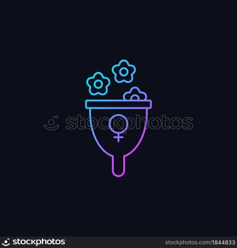Femininity symbol gradient vector icon for dark theme. Represent female strength and gentleness. Feminist therapy. Thin line color symbol. Modern style pictogram. Vector isolated outline drawing. Femininity symbol gradient vector icon for dark theme