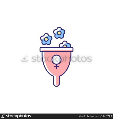 Femininity symbol RGB color icon. Represent female strength and gentleness. Feminist therapy. Support women wellbeing. Girl power. Sisterhood. Isolated vector illustration. Simple filled line drawing. Femininity symbol RGB color icon