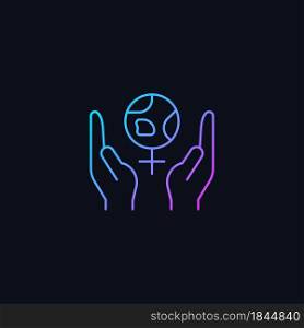 Feminism support gradient vector icon for dark theme. Women rights movement. Fighting global gender inequality. Thin line color symbol. Modern style pictogram. Vector isolated outline drawing. Feminism support gradient vector icon for dark theme