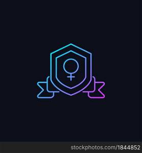Feminist organization gradient vector icon for dark theme. Advance gender equality. Achieve societal change. Thin line color symbol. Modern style pictogram. Vector isolated outline drawing. Feminist organization gradient vector icon for dark theme