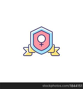 Feminist organization RGB color icon. Protecting women rights. Advancing gender equality. Achieve societal change. Female empowerment. Isolated vector illustration. Simple filled line drawing. Feminist organization RGB color icon