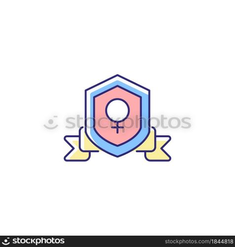 Feminist organization RGB color icon. Protecting women rights. Advancing gender equality. Achieve societal change. Female empowerment. Isolated vector illustration. Simple filled line drawing. Feminist organization RGB color icon