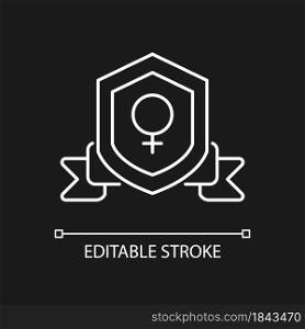 Feminist organization white linear icon for dark theme. Advance gender equality. Feminist movement. Thin line customizable illustration. Isolated vector contour symbol for night mode. Editable stroke. Feminist organization white linear icon for dark theme