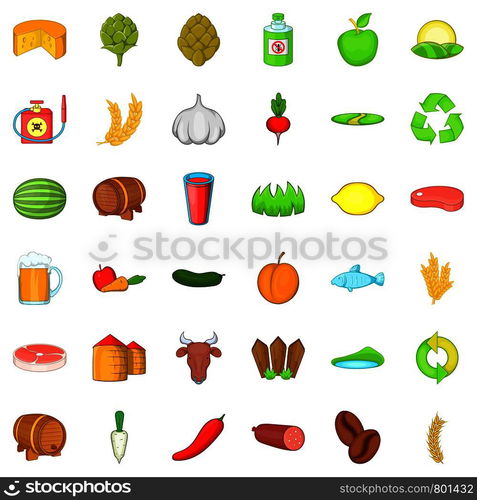 Fence icons set. Cartoon style of 36 fence vector icons for web isolated on white background. Fence icons set, isometric style