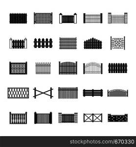 Fence icons set. Simple illustration of 25 fence vector icons for web. Fence icons set, simple style