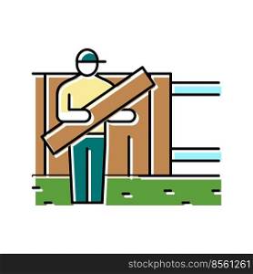 fence installation color icon vector. fence installation sign. isolated symbol illustration. fence installation color icon vector illustration
