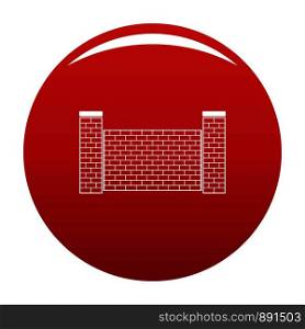 Fence of brick icon. Simple illustration of fence of brick vector icon for any design red. Fence of brick icon vector red