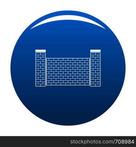 Fence of brick icon vector blue circle isolated on white background . Fence of brick icon blue vector