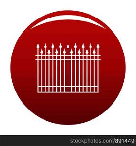 Fence with metal rod icon. Simple illustration of fence with metal rodvector icon for any design red. Fence with metal rod icon vector red