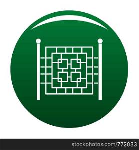 Fence with metal square icon. Simple illustration of fence with metal square vector icon for any design green. Fence with metal square icon vector green