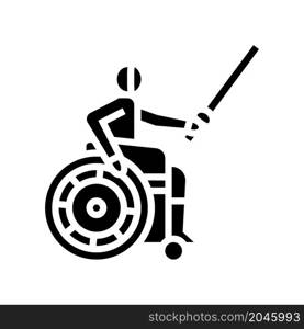 fencing handicapped athlete glyph icon vector. fencing handicapped athlete sign. isolated contour symbol black illustration. fencing handicapped athlete glyph icon vector illustration