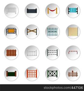 Fencing icons set in flat style isolated vector icons set illustration. Fencing icons set in flat style