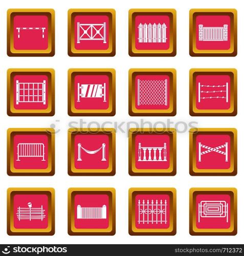 Fencing icons set in pink color isolated vector illustration for web and any design. Fencing icons pink