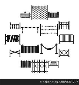 Fencing icons set. Simple illustration of 16 different fencing vector icons for web. Fencing icons set, simple style