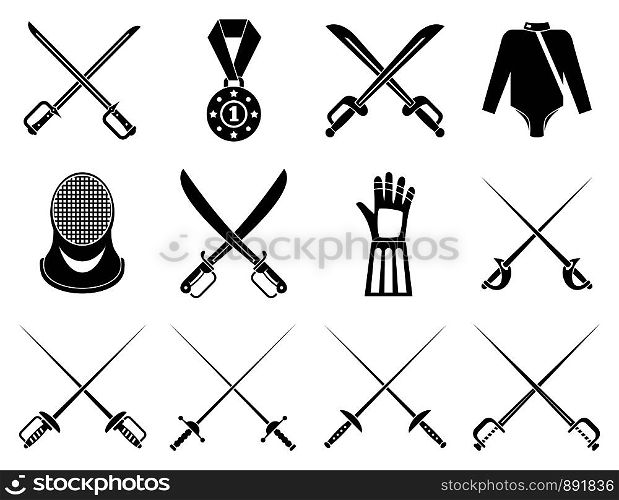 Fencing icons set. Simple set of fencing vector icons for web design on white background. Fencing icons set, simple style