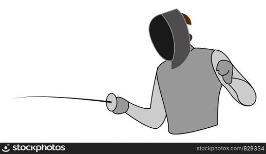 Fencing man, illustration, vector on white background.