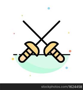 Fencing, Sabre, Sport Abstract Flat Color Icon Template