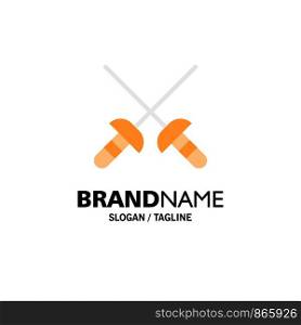Fencing, Sabre, Sport Business Logo Template. Flat Color