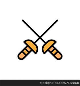 Fencing, Sabre, Sport Flat Color Icon. Vector icon banner Template