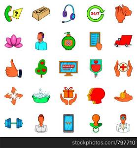 Fend icons set. Cartoon set of 25 fend vector icons for web isolated on white background. Fend icons set, cartoon style