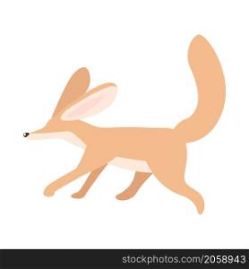 Fennec fox semi flat color vector character. Jumping figure. Full body animal on white. Cute small wild animal isolated modern cartoon style illustration for graphic design and animation. Fennec fox semi flat color vector character
