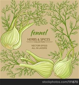 fennel vector frame. fennel plant vector frame on color background