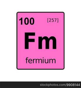 Fermium chemical element of periodic table. Sign with atomic number.