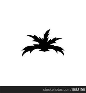 Fern and Monstera Bush, Tropical Plant. Flat Vector Icon illustration. Simple black symbol on white background. Fern and Monstera, Tropical Plant sign design template for web and mobile UI element. Fern and monstera silhouettes. Isolated on white background
