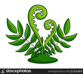 Fern icon. Prehistoric plant in cartoon style isolated on white background. Fern icon. Prehistoric plant in cartoon style