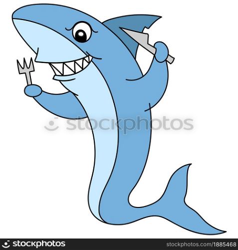 ferocious shark preparing to eat doodle kawaii. doodle icon image. cartoon caharacter cute doodle draw