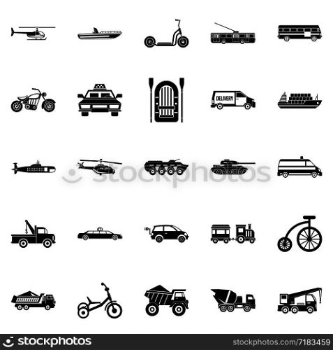 Ferriage icons set. Simple set of 25 ferriage vector icons for web isolated on white background. Ferriage icons set, simple style