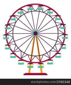 Ferris wheel icon. Colorful amusement park attraction isolated on white background. Ferris wheel icon. Colorful amusement park attraction