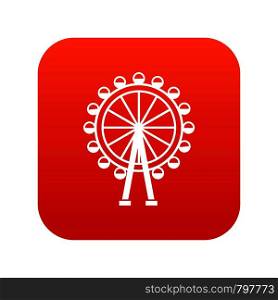 Ferris wheel icon digital red for any design isolated on white vector illustration. Ferris wheel icon digital red