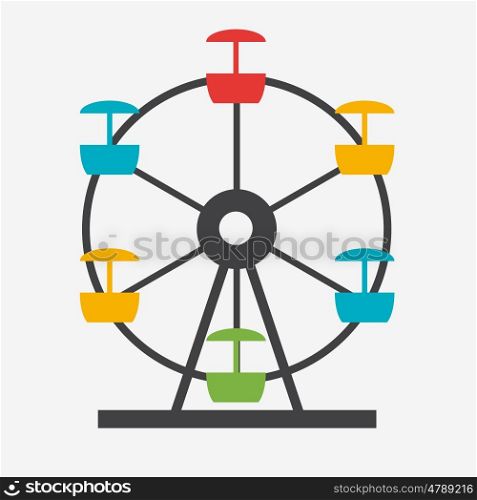 Ferris Wheel Icon Silhouette. Entertainment Round Attraction. Vector Illustration EPS10. Ferris Wheel Icon Silhouette. Entertainment Round Attraction. Ve