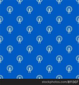 Ferris wheel pattern repeat seamless in blue color for any design. Vector geometric illustration. Ferris wheel pattern seamless blue