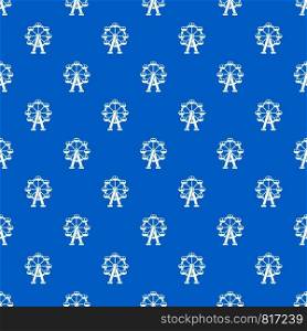 Ferris wheel pattern repeat seamless in blue color for any design. Vector geometric illustration. Ferris wheel pattern seamless blue