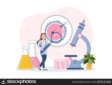 Fertility Clinic on Infertility Treatment for Couples and Handles in Vitro Fertilization Programs in Flat Cartoon Hand Drawn Templates Illustration