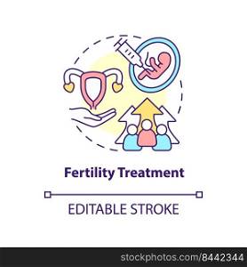 Fertility treatment concept icon. Conceiving technology. Cause of overpopulation abstract idea thin line illustration. Isolated outline drawing. Editable stroke. Arial, Myriad Pro-Bold fonts used. Fertility treatment concept icon