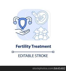 Fertility treatment light blue concept icon. Conceiving. Cause of overpopulation abstract idea thin line illustration. Isolated outline drawing. Editable stroke. Arial, Myriad Pro-Bold fonts used. Fertility treatment light blue concept icon