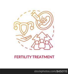 Fertility treatment red gradient concept icon. Conceiving technology. Cause of overpopulation abstract idea thin line illustration. Isolated outline drawing. Myriad Pro-Bold fonts used. Fertility treatment red gradient concept icon