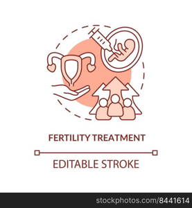 Fertility treatment terracotta concept icon. Conceiving. Cause of overpopulation abstract idea thin line illustration. Isolated outline drawing. Editable stroke. Arial, Myriad Pro-Bold fonts used. Fertility treatment terracotta concept icon