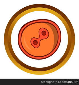 Fertilized egg vector icon in golden circle, cartoon style isolated on white background. Fertilized egg vector icon, cartoon style